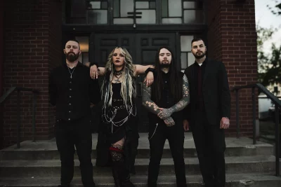 Utah-based metal band Eyes of Eva poses all in black.