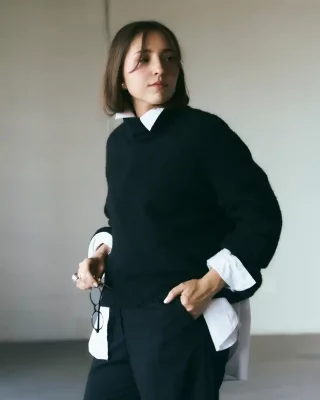 Ellie Fleming in a black sweater