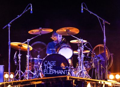 Jared Champion drumming for Cage the Elephant during their opening tour stop in Salt Lake City. Photo: @lmsorenson