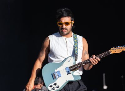 Young the Giant lead singer Sameer Gadhia takes the stage and heads towards the front. Photo: @lmsorenson