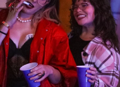 (L-R) Valerie Pitts and Megan Weeks posing for the camera before the show.