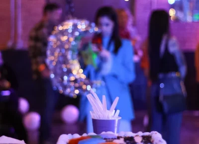 A celebratory cake is served for The Salt Mine's 10th Anniversary.