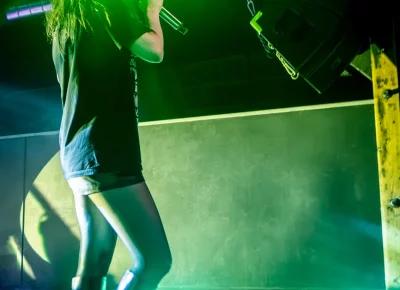 Vibrant lighting enhances Lauren Mayberry's performance. Photo: Derek Brad.
