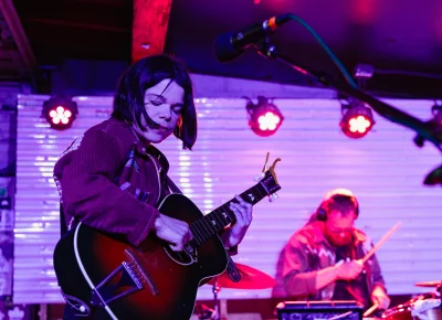 Musician Samantha Crain playing guitar and singing at Kilby Court in Salt Lake City on June 30.