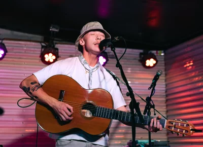 Quinn Christopherson, who is from Anchorage, Alaska, singing on stage at Kilby Court, opening for Samantha Crain.