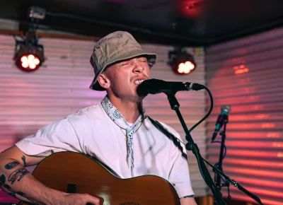 Quinn Christopherson singing on stage at Kilby Court on June 30.