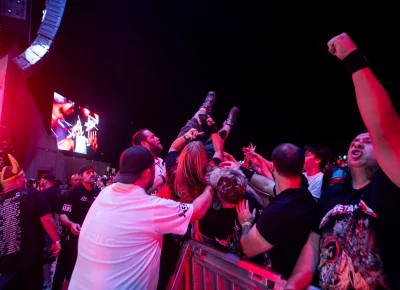 Crowdsurfing selfie at Pantera 2025.