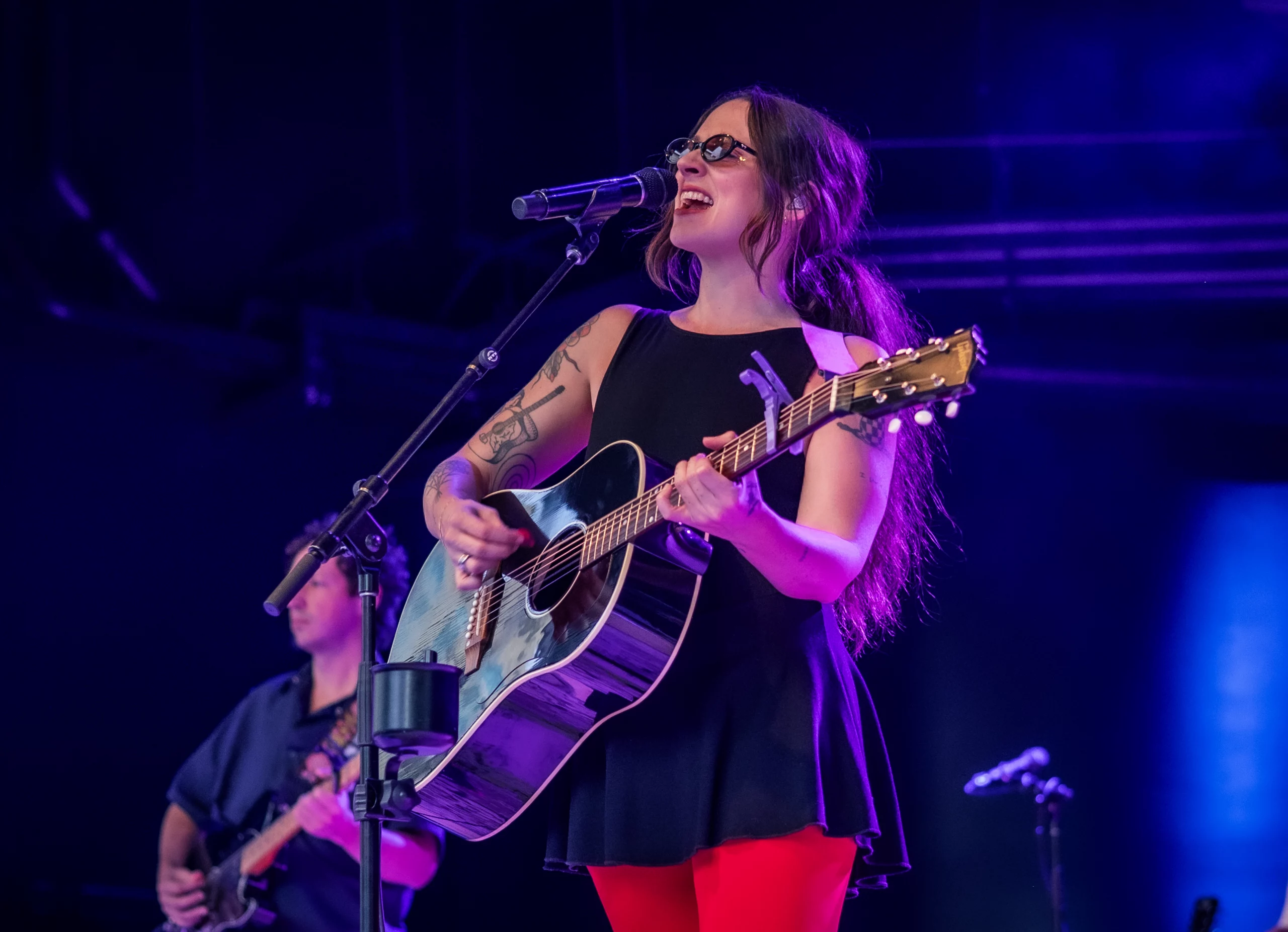 Indie artist Katie Crutchfield aka Waxahatchee on-stage at the Gallivan Center plaza in Salt Lake City on August 6, 2025.