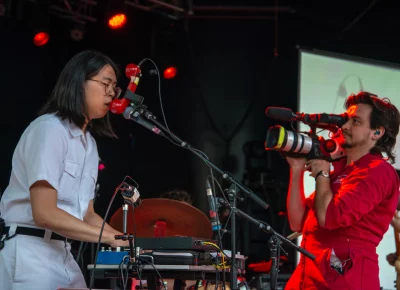 Capturing the moment with Ginger Root frontman Cameron Lew and David M Gutel.