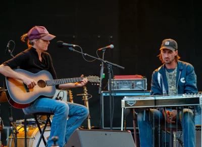 Kiki Cavazos (left) on stage at Library Square for SLC Twilight.