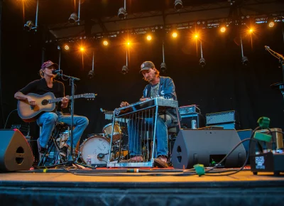 Second opener Kiki Cavazos on stage at Library Square for SLC Twilight.
