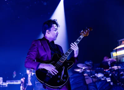Miguel Briseño, bassist for Lord Huron, during their show at the Orem UCCU Center for their Cosmic Selector Tour.