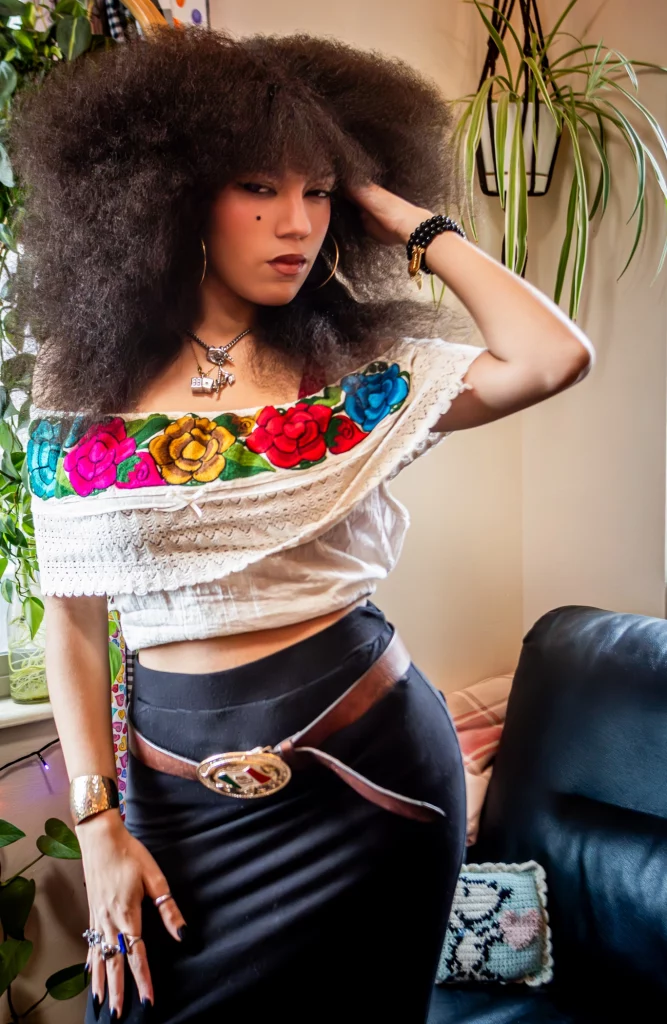Adaline Rae also uses fashion as a way to connect to their cultures and honor those who came before them. Photo: Derek Brad.