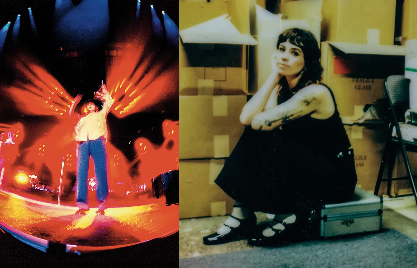 Left: “Untitled,” 2024, 35mm. Matthew Shultz of Cage the Elephant. Right: Portrait of Cassilyn Anderson.