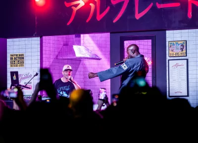 The Alchemist (left) and Freddie Gibbs on stage at The Union on Nov. 1.