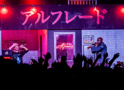 The Alchemist (left) and Freddie Gibbs on stage at The Union on Nov. 1.