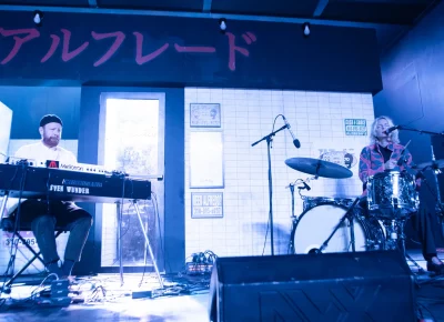 Swedish Eastern jazz instrumentalist Sven Wunder (left) played synths and keys along with his partner, Josefin Runsteen, who was on drums.