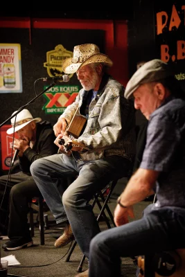 Utah blues musician Michael Feldman plays guitar at Pat's Barbecue. Photo: John Taylor