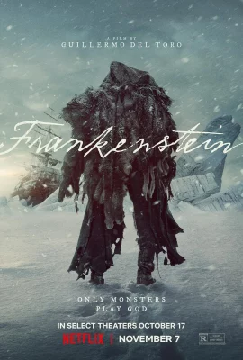 The movie poster for the 2025 film Frankenstein.