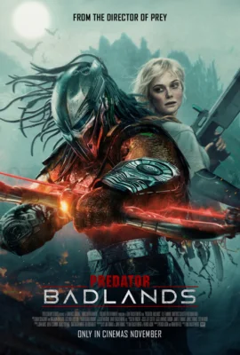 The movie poster for the 2025 film Predator: Badlands.