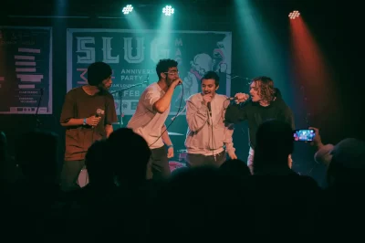 CLUB MUNGO peforming on stage for SLUG Mag's 24th anniversary party at Urban Lounge in Salt Lake City in February 2023.