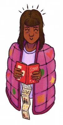 A colored sketch of Alton Barnhart's character The Scrapbooking Mother.