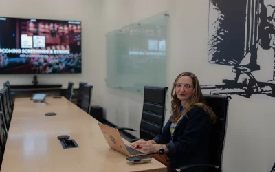 Mariah Mellus hard at work at The Utah Film Center.