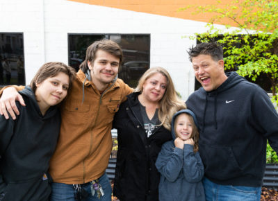Family unit Cecil, Zach, Sophie, Taylor