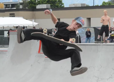 Gavin Bottger doing a Kickflip Indy at the Skullcandy Crusher Cup. Photo: Kevin TK Frantz