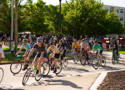 A group of bike riders on a mission.