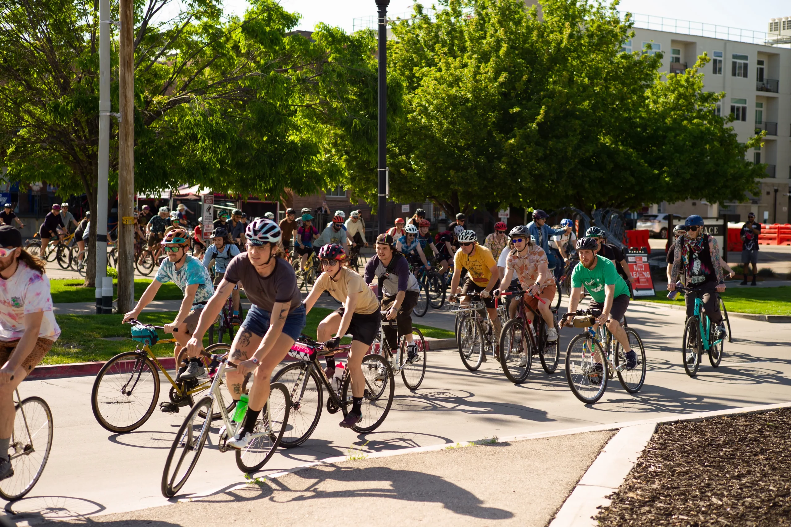 A group of bike riders on a mission.