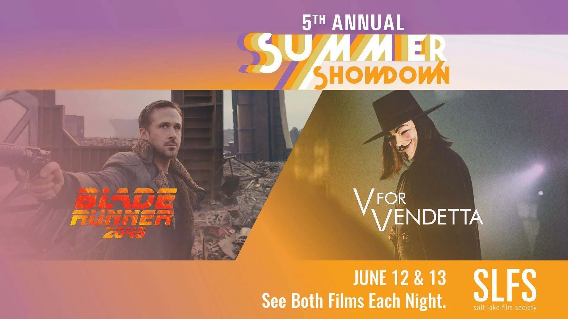 Salt Lake Film Society Summer Showdown: Blade Runner 2049 vs V for Vendetta. Photo courtesy of Salt Lake Film Society