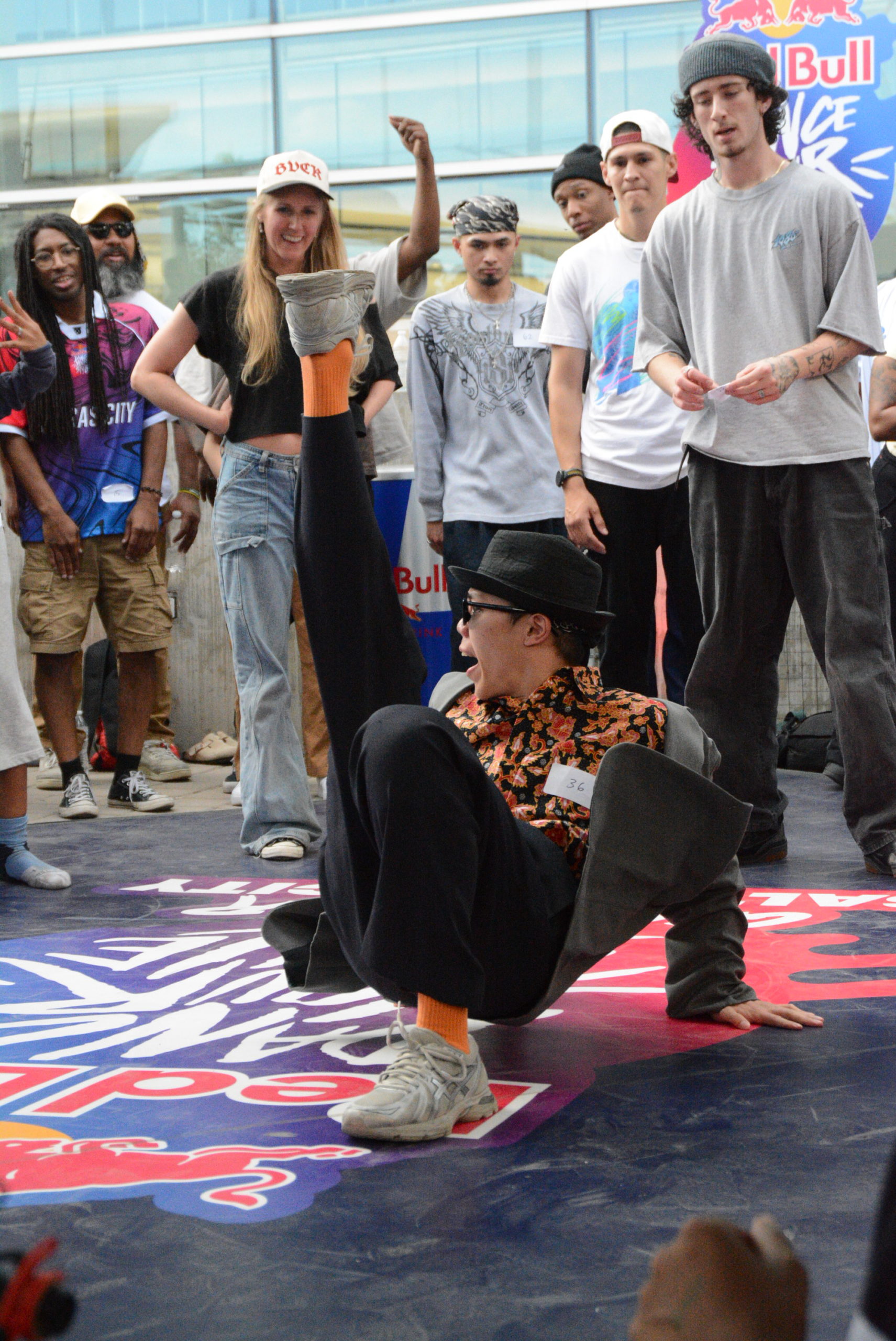 Dancer getting his legs in the air