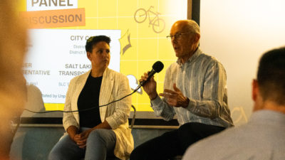 SLC City Council Members Erika Carlsen and Dan Dugan at the 999 Ride panel.