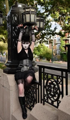 EJ outside a goth church