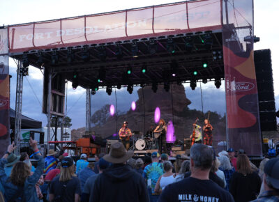 Local band, Pixie & the Partygrass Boys open the fest on the Ford mainstage. Photo: Steve Olpin