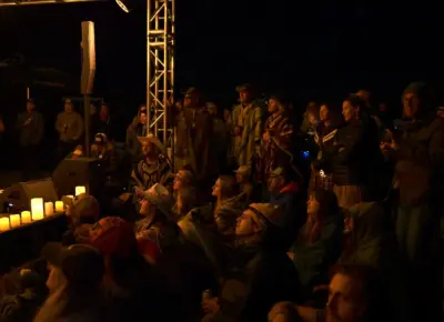 Black Feather Whiskey Campground stage watching Andrew Bird after hours. Photo: Natalie Simpson