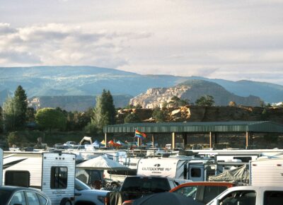 The Campground filling up and the mountains in the distance. Photo: Carlos Guzman