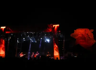 Futurebirds lights up the Ford mainstage after dark. Photo: Natalie Simpson