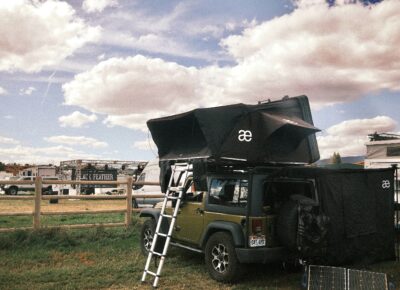 A cool green rig set up near the Black Feather Whiskey stage. Photo: Kyle Aldridge