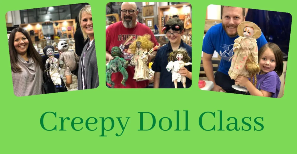 Annual Creepy Doll Class on Saturday, October 24th from 4:00 to 6:00 (Taught by Stephanie, Taught In the Classroom, $35)